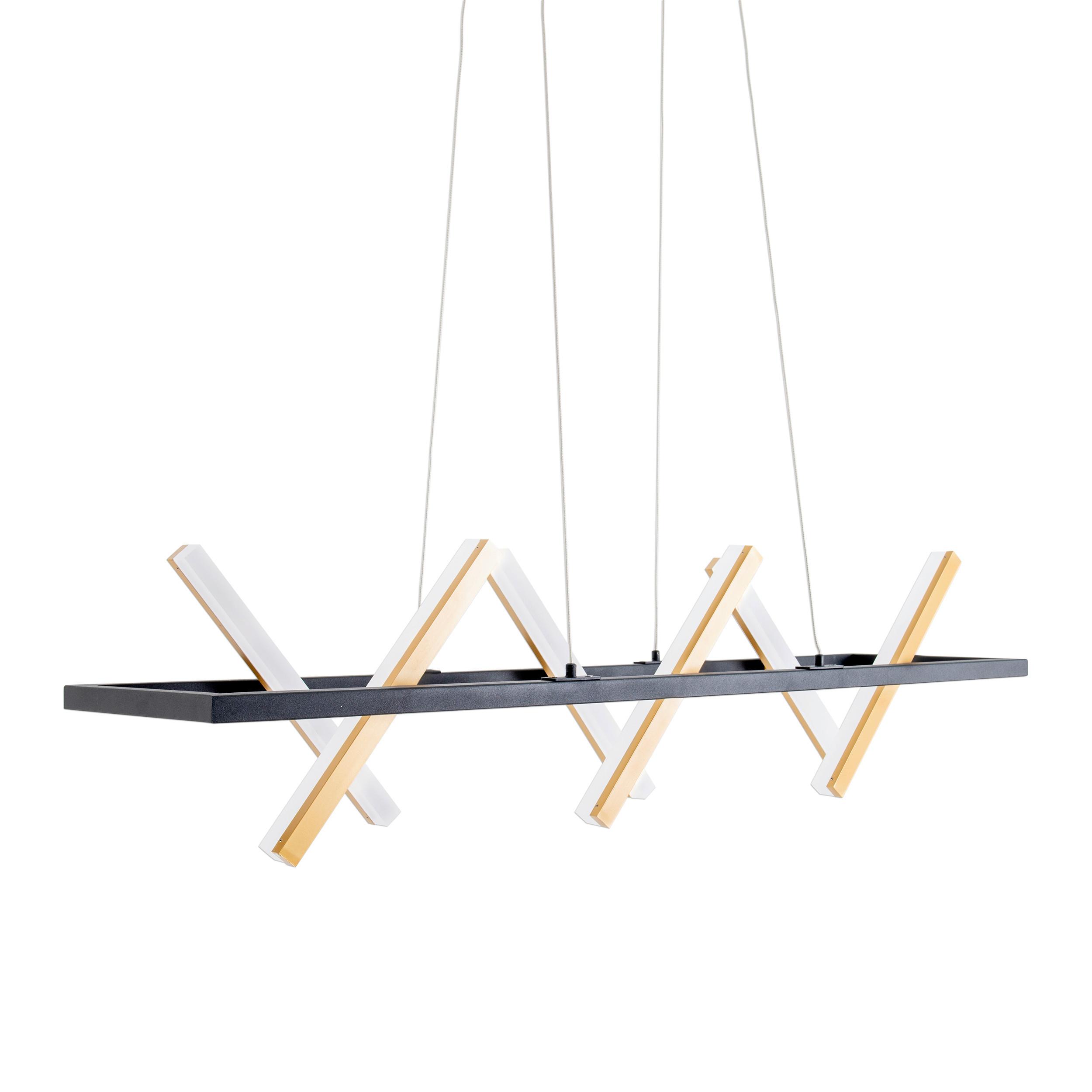 LED-Hängeleuchte Cadice H: 132 cm Schwarz/Goldfarben - Goldfarben/Schwarz, Design, Kunststoff/Metall (100/54/132cm) - Näve