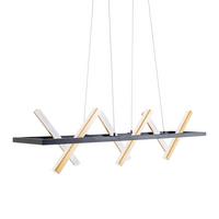 Led-hängeleuchte Cadice H: 132 Cm Schwarz/goldfarben - Goldfarben/Schwarz, Design, Kunststoff/Metall (100/54/132cm) - Näve