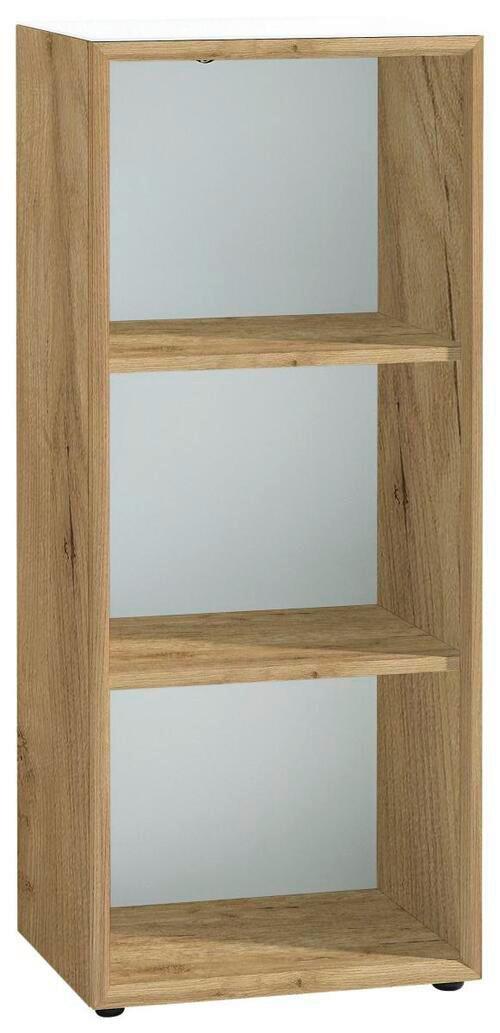 Aktenregal Gw-Monteria Weiß/Eiche Dekor - Eichefarben/Schwarz, MODERN, Glas/Holzwerkstoff (50/120/37cm) - Germania