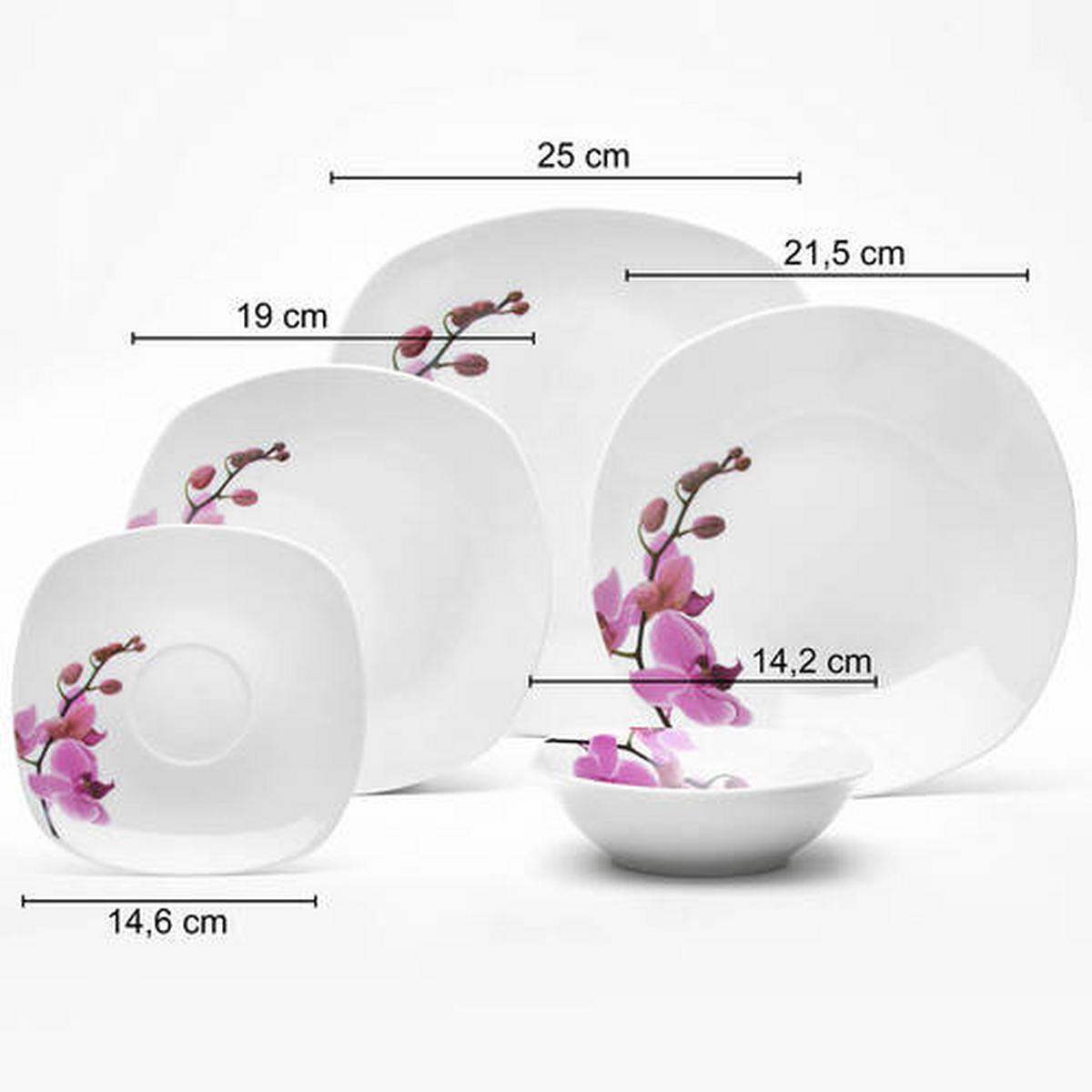 Kombiservice Weiß Magenta 32-teilig - Magenta/Weiß, KONVENTIONELL, Keramik - Van Well