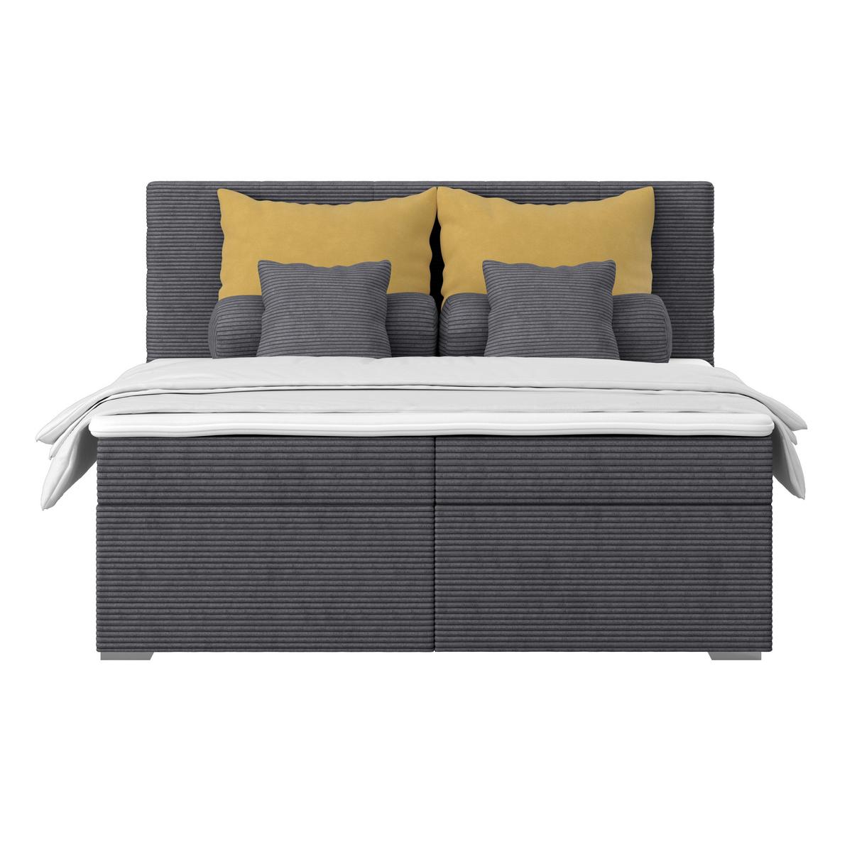 Čalúnená posteľ ADRIA 160x200 cm,antracitová - antracitová/chrómová, Konventionell, drevo/textil (160/200cm)