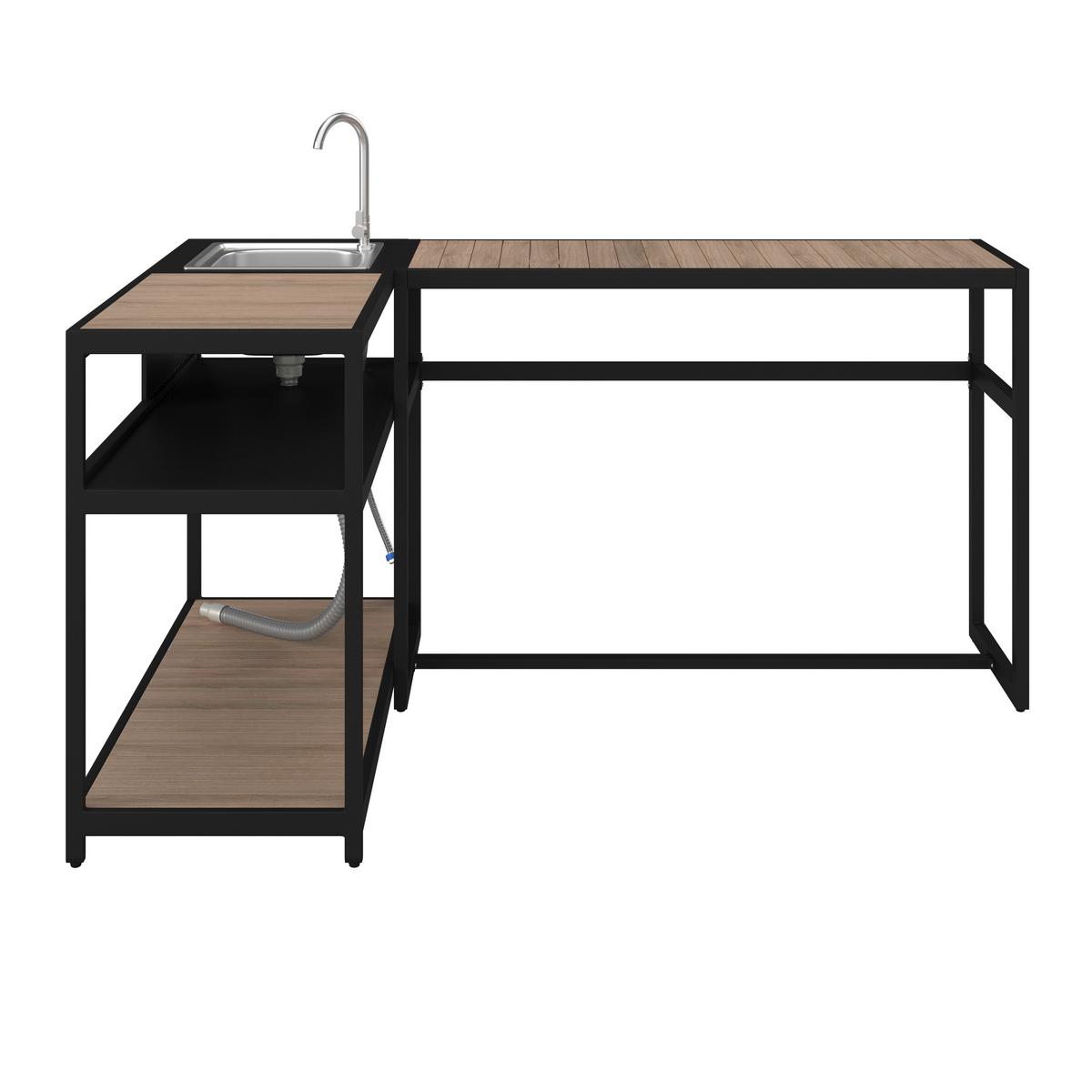 VENKOVNÍ KUCHYNĚ DELIA - černá/přírodní barvy, Moderní, kov/plast - Bessagi Garden