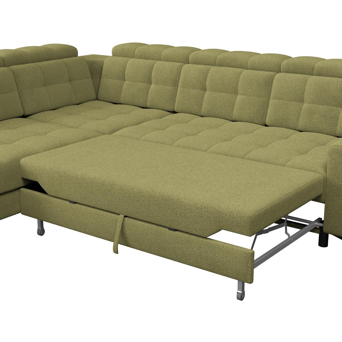 Ecksofa Barletta New Velours Grün, 228x289cm - Schwarz/Grün, ROMANTIK / LANDHAUS, Textil (228/289cm) - Luca Bessoni