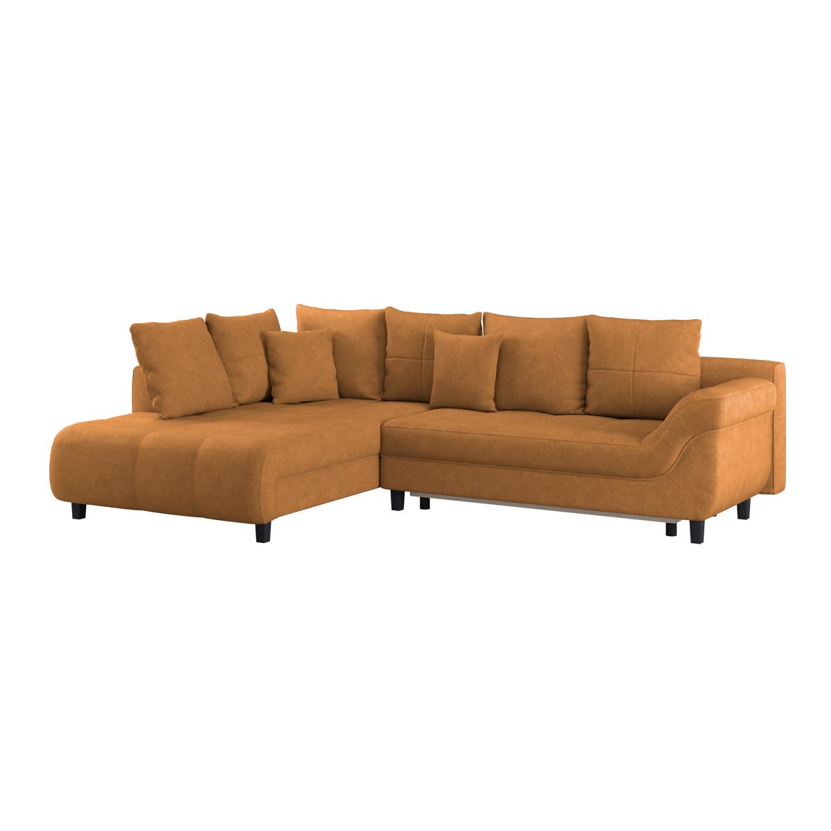 Ecksofa Mendoza - Schwarz/Orange, Design, Textil (197/309cm) - Ondega
