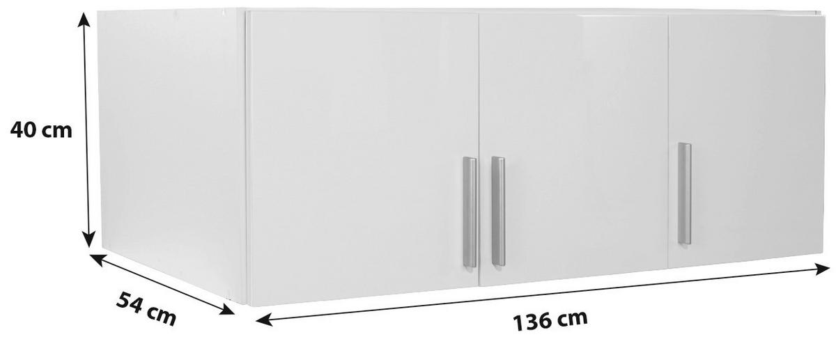 NADSTAVEC NA SKRIŇU K 3 DVER.ŠATN.SKRINI  CELLE - biela/biela s vysokým leskom, Modern, drevo/plast (136/40/54cm)
