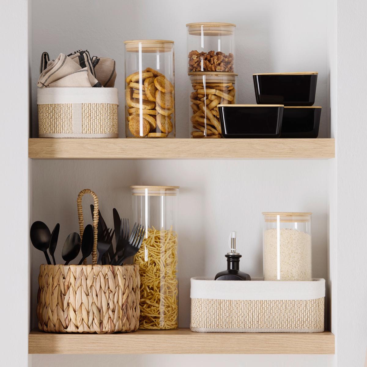 Dóza na potraviny Hedvig, Ø/V: 10/19cm - přírodní barvy, dřevo/sklo (10/19cm) - Zandiara