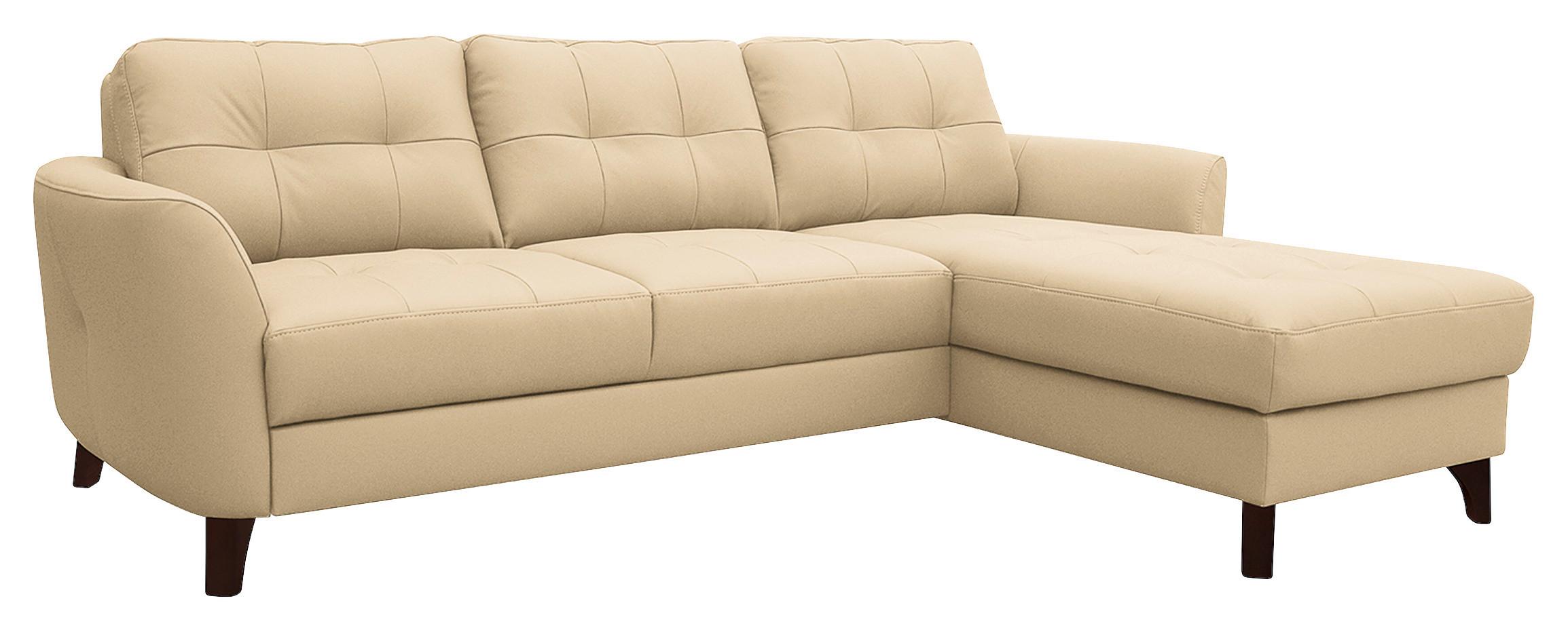 Ecksofa Nordic Beige S: 238x168 cm - Beige/Buchefarben, Design, Leder/Textil (238/168cm) - Livetastic