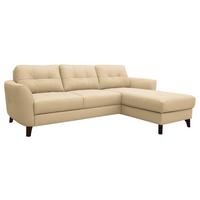 Ecksofa Nordic Beige S: 238x168 cm - Beige/Buchefarben, Design, Leder/Textil (238/168cm) - Livetastic