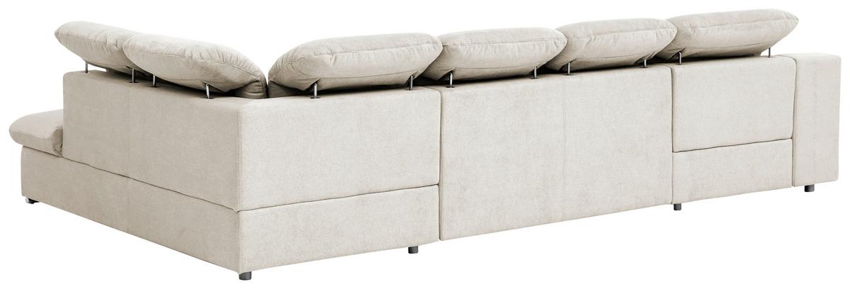 Wohnlandschaft Isona Creme Chenille - Chromfarben/Creme, Design, Textil (165/353/212cm) - Livetastic