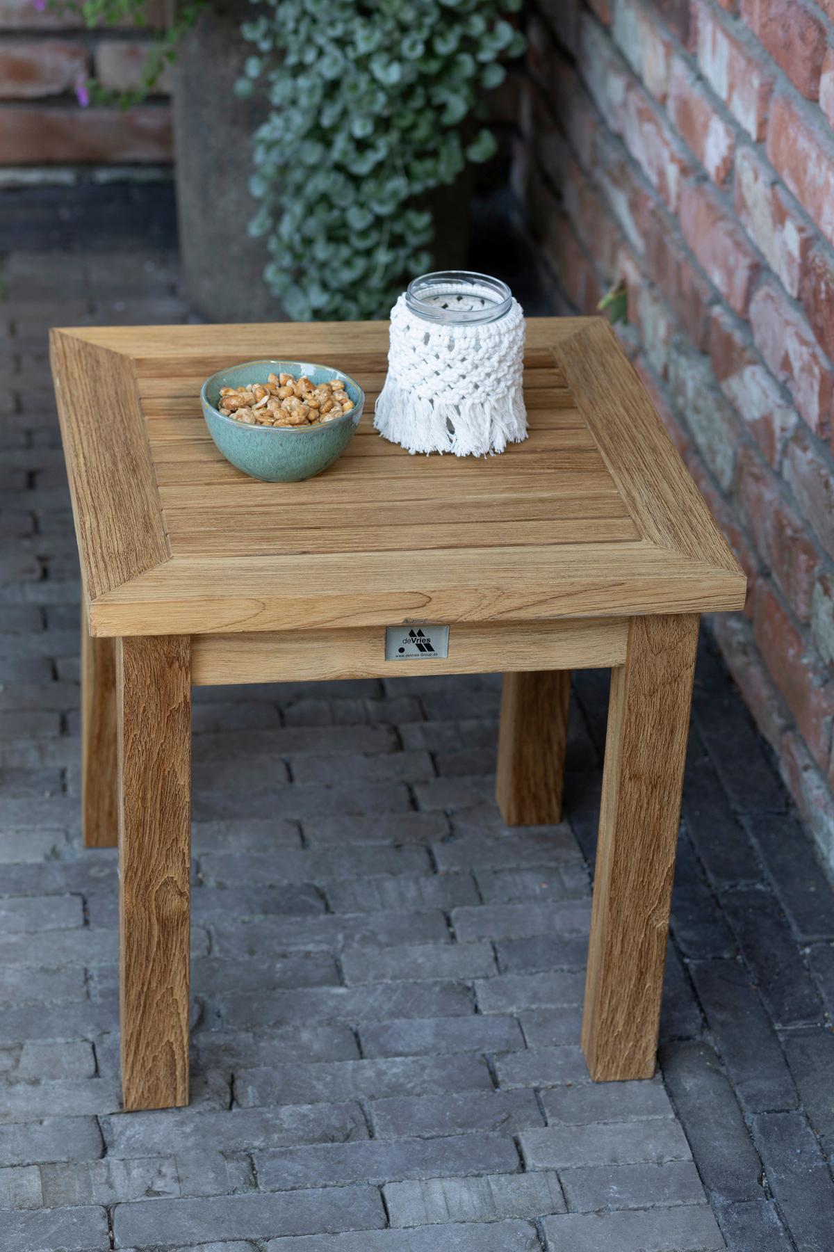 Gartenbeistelltisch Janus Teakfarben B: 45 cm aus Holz - Braun, Basics, Holz (45/45/45cm)