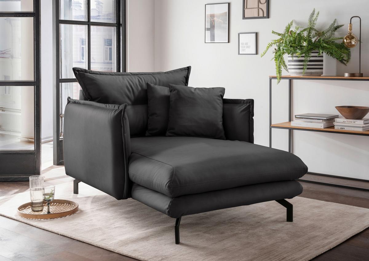 XXL-Sessel Lava Schwarz B: 111cm - Schwarz, MODERN, Textil (111/101/167cm) - Livetastic