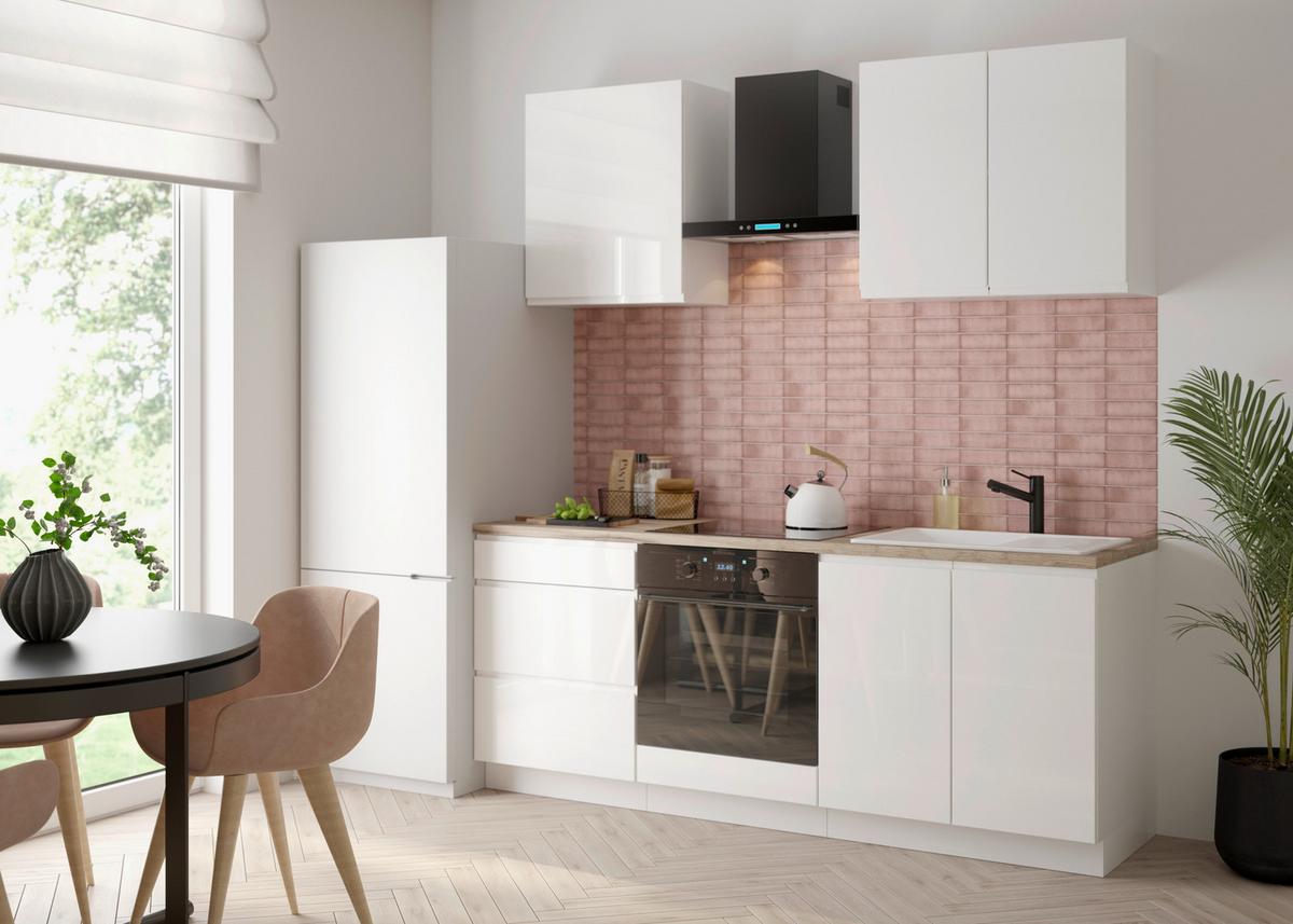 Küchenleerblock Parma - Weiß Hochglanz/Weiß, Design, Holzwerkstoff (204cm) - MID.YOU