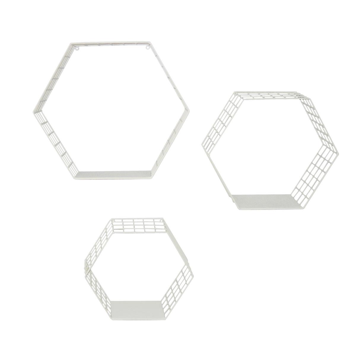 Wandregal Flair B: 47/41/35 cm Weiß, Eisen 3 Fächer - Basics (47/41/35/41/36/31/16/15/14cm)