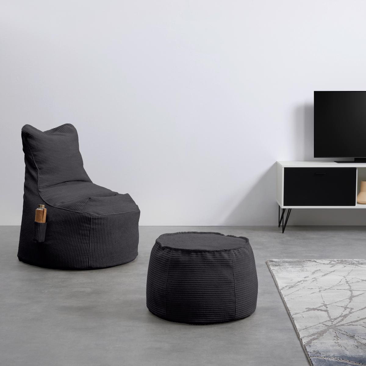 Taburet LUCYLLA, antracitový manšestr - antracitová, Moderní, textil (60/60/38cm) - Mömax