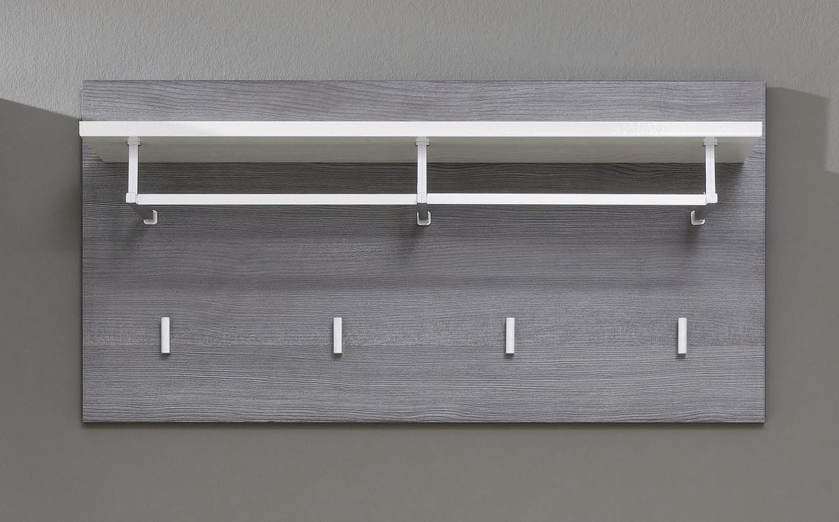 Wandgarderobe Line Silbereichenfarben B:80cm - Weiß/Silbereichenfarben, MODERN, Holzwerkstoff (80/40/28cm) - MID.YOU