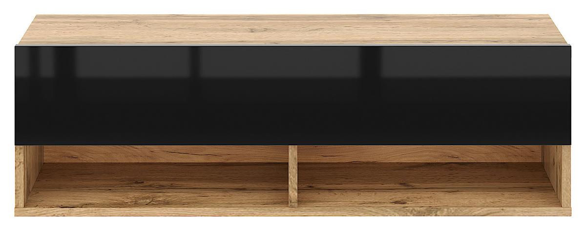 Lowboard Derby 100 - Schwarz Hochglanz/Eiche Wotan, Design, Holzwerkstoff (100/31,5/32,5cm) - Livetastic