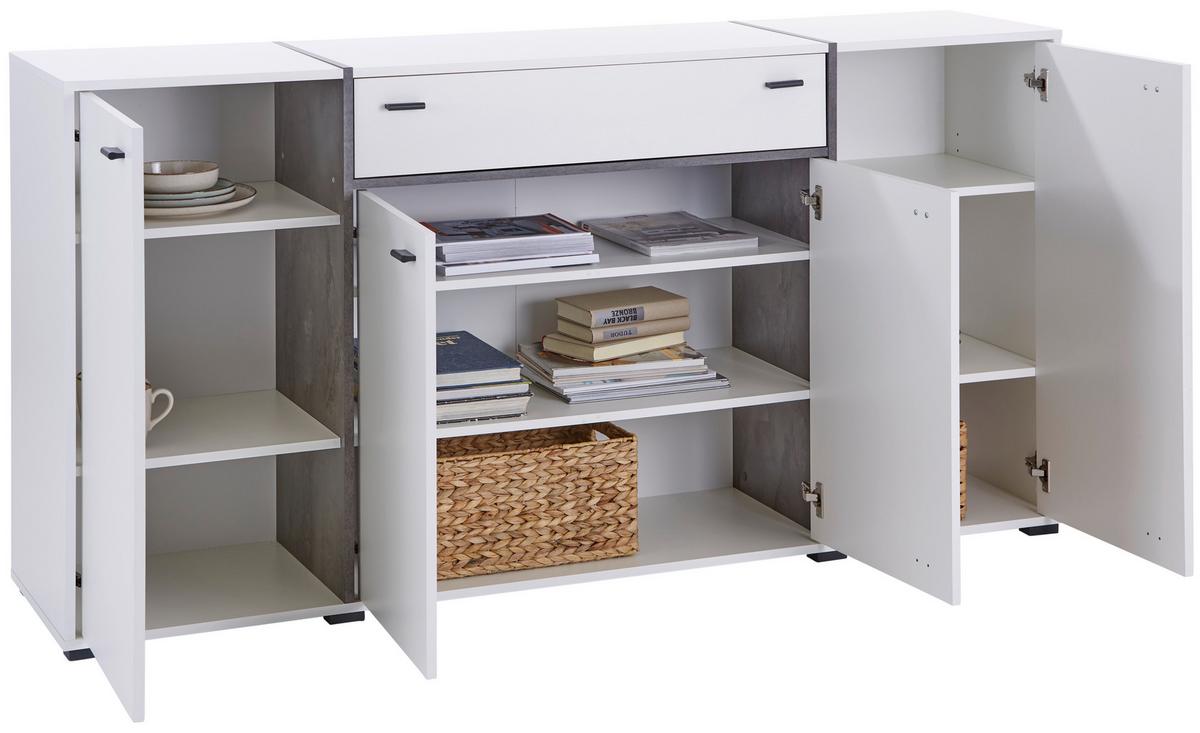 Kommode B: 187,5 Cm Miri, Weiß/betonoptik - MODERN, Holzwerkstoff (187,5/95,8/41,7cm)