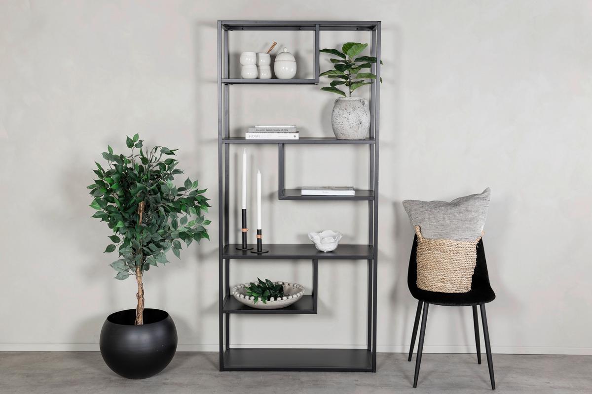 Bücherwand Staal - Schwarz, Design, Metall (85/188/35cm) - Livetastic