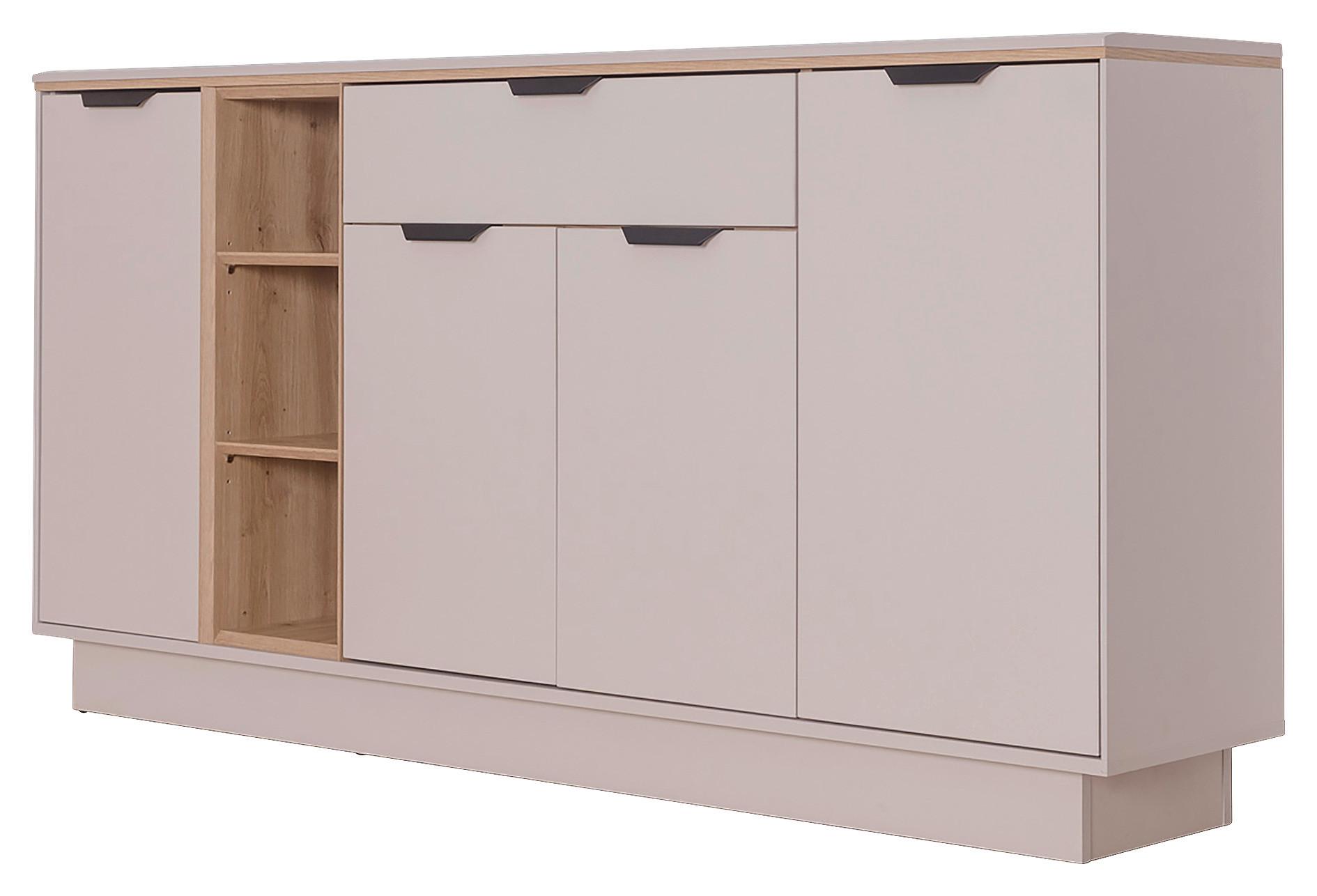 Sideboard Darius Eiche Artisan/kashmir,b:171cm - Kaschmir/Schwarz, Trend, Holzwerkstoff (171,4/87,4/37cm)