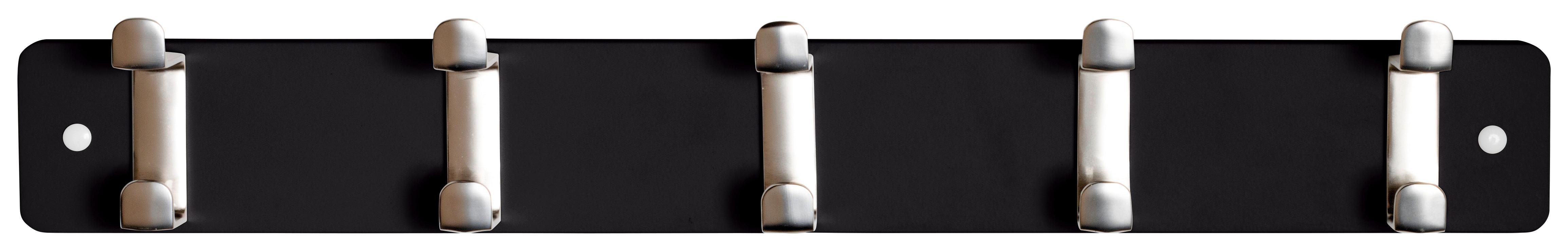 Hakenleiste Köln - Edelstahlfarben/Schwarz, MODERN, Holzwerkstoff/Metall (55/7/6cm)