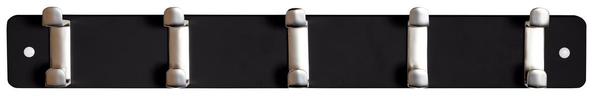 Hakenleiste Köln - Edelstahlfarben/Schwarz, MODERN, Holzwerkstoff/Metall (55/7/6cm)