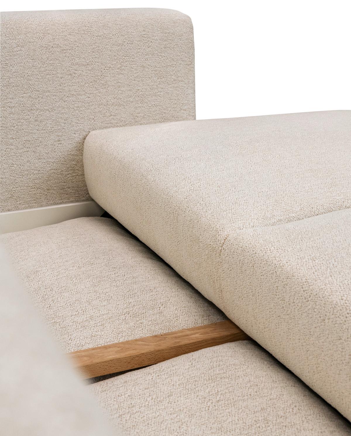 Rohová sedačka VENI, ľavá, béžová žinylka - černá/béžová, Moderní, kov/textil (210/272cm)