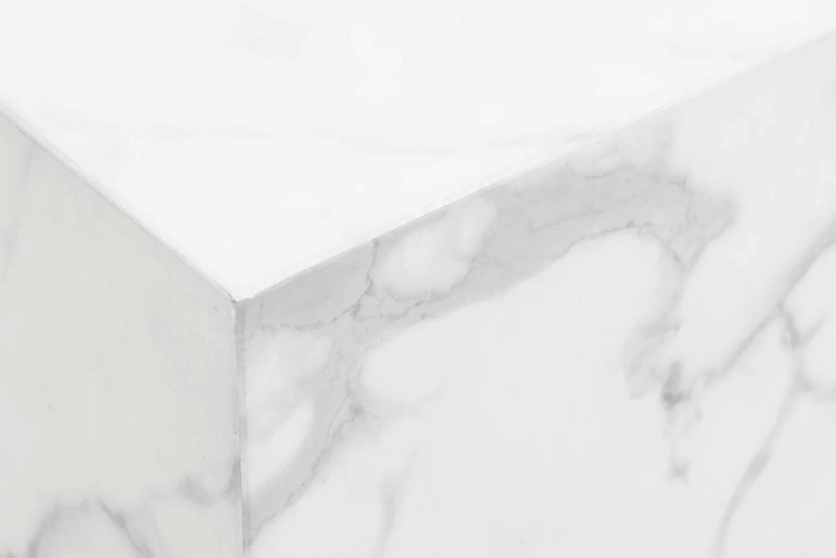 Beistelltischset 2-teilig Weiß/marmoroptik - Weiß, Design, Holzwerkstoff (35-25/35-25/70-50cm) - Livetastic