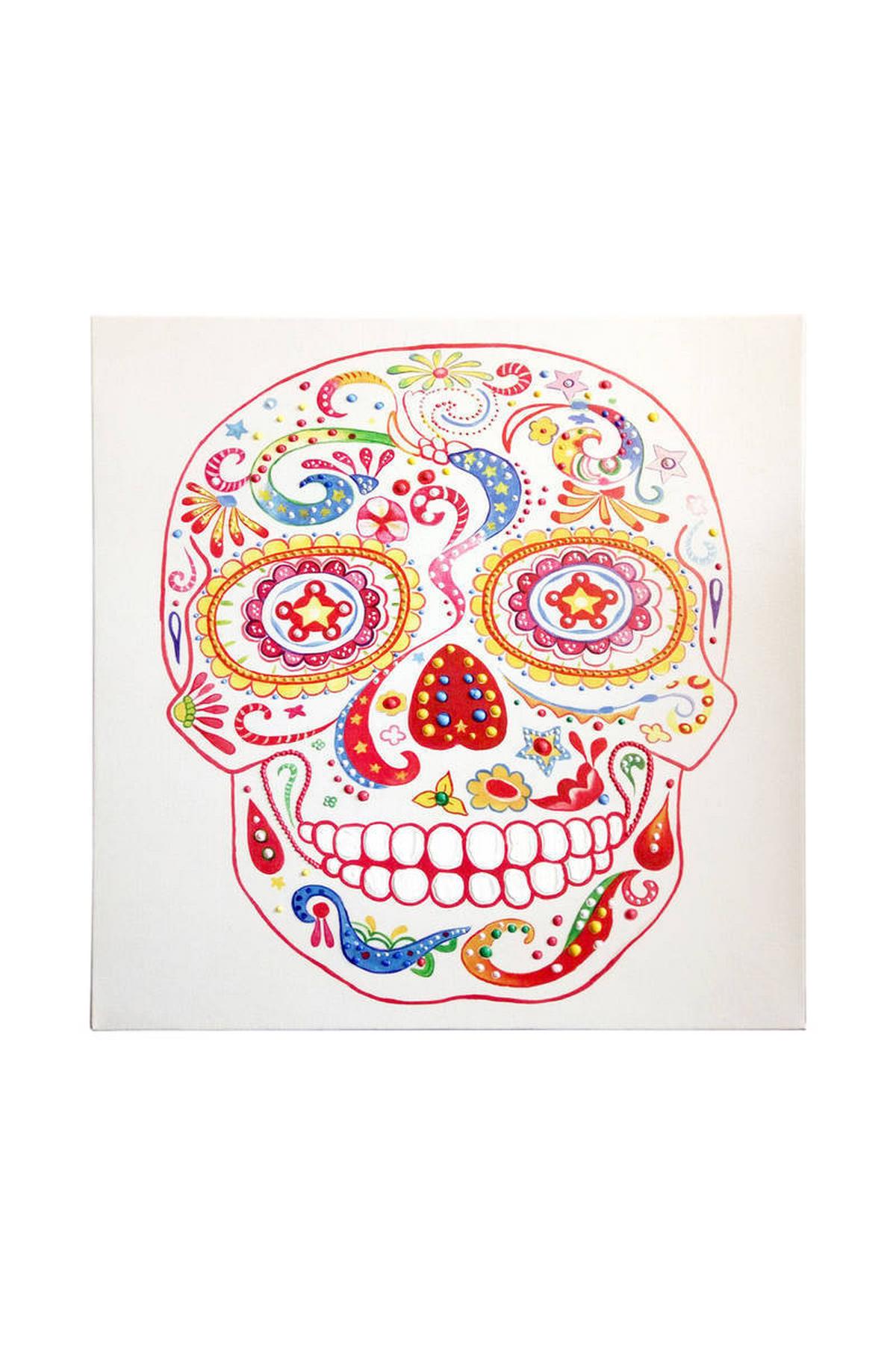 Leinwandbild Totenkopf Multicolor 90x90 Cm - Multicolor, Trend, Holz/Kunststoff (90/90cm) - Kayoom