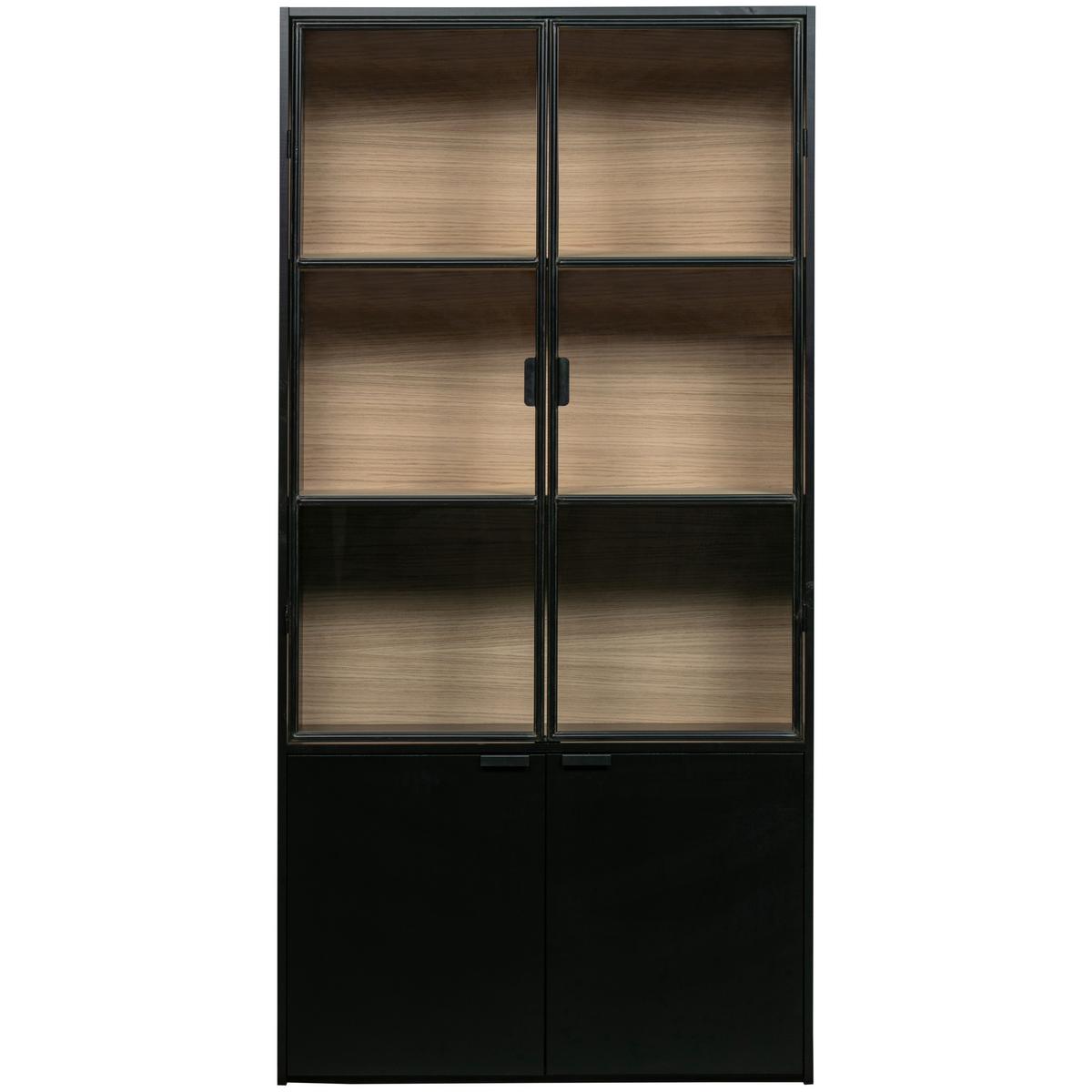 Vitrine Sivan Schwarz B: 100 Cm - Schwarz, Design, Glas/Holz (100/200/40cm) - Livetastic