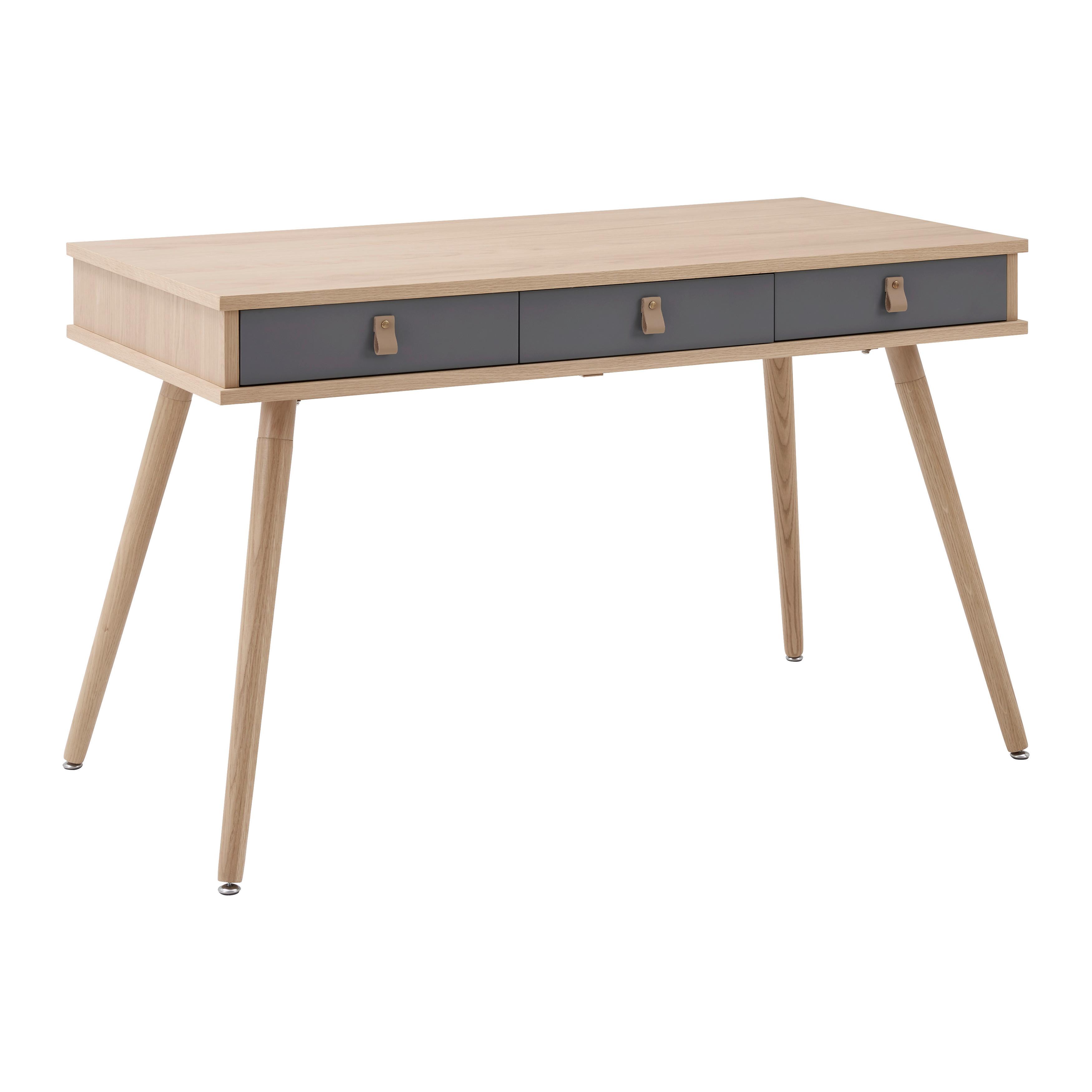 Písací stôl LENA prírodné farby/sivá - svetlohnedá/sivá, Modern, drevo/kompozitné drevo (120/75/60cm) - Bessagi Home