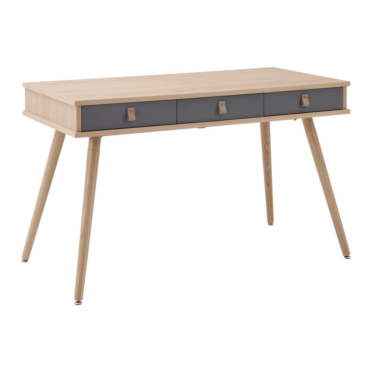 Psací stůl LENA přírodní barvy/šedá - šedá/přírodní barvy, Moderní, dřevo/kompozitní dřevo (120/75/60cm) - Bessagi Home