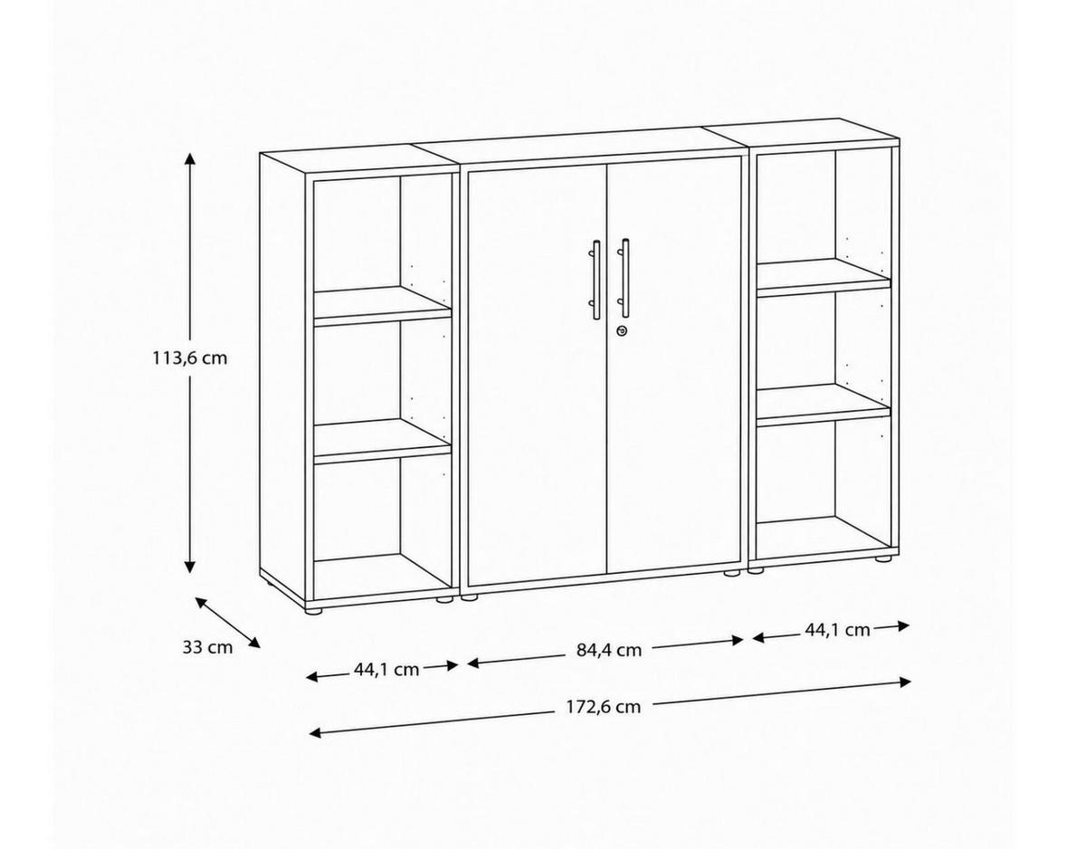 AKTENSCHRANK OFFICE EDITION - SW SET 2 - Weiß Hochglanz/Anthrazit, MODERN, Holzwerkstoff (172,6/113,6/33cm) - MID.YOU