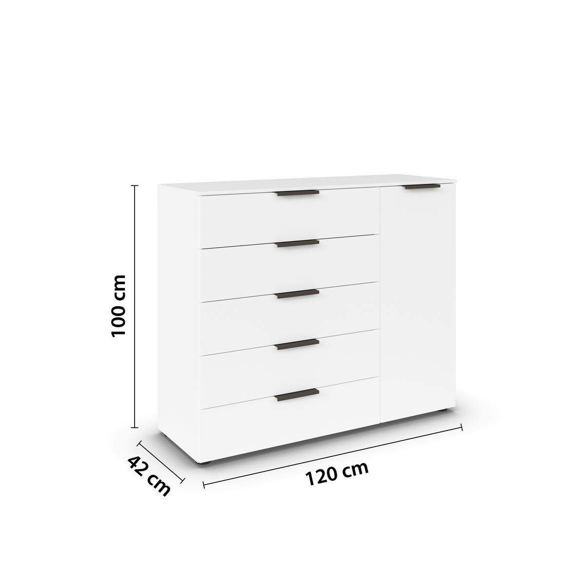 Kommode Flipp Weiß/graphitfarben B: 120 Cm - Schwarz/Graphitfarben, MODERN, Holzwerkstoff (120/100/42cm) - Rauch Möbel