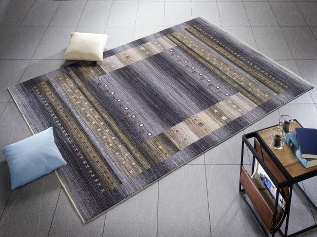 Webteppich Oculus Grau 90x190 cm - Beige/Schwarz, Basics, Textil (90/190cm) - Novel