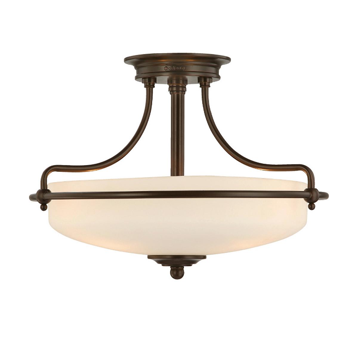 DECKENLEUCHTE QZ-GRIFFIN-SFS-PN - Dunkelbraun/Bronzefarben, Natur, Glas/Metall (42.2/30.1cm) - Elstead Lighting