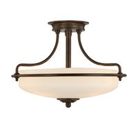 DECKENLEUCHTE QZ-GRIFFIN-SFS-PN - Dunkelbraun/Bronzefarben, Natur, Glas/Metall (42.2/30.1cm) - Elstead Lighting