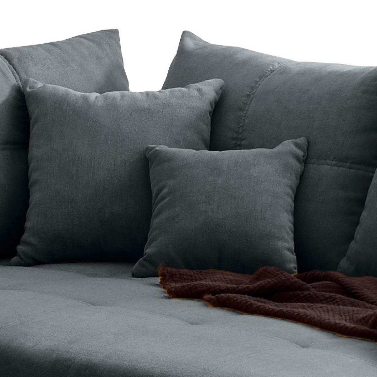 Ecksofa inkl. Kissen + Hocker Lea, Polyester-Nylon - Anthrazit/Schwarz, Basics, Holzwerkstoff/Textil (248/176cm) - MID.YOU