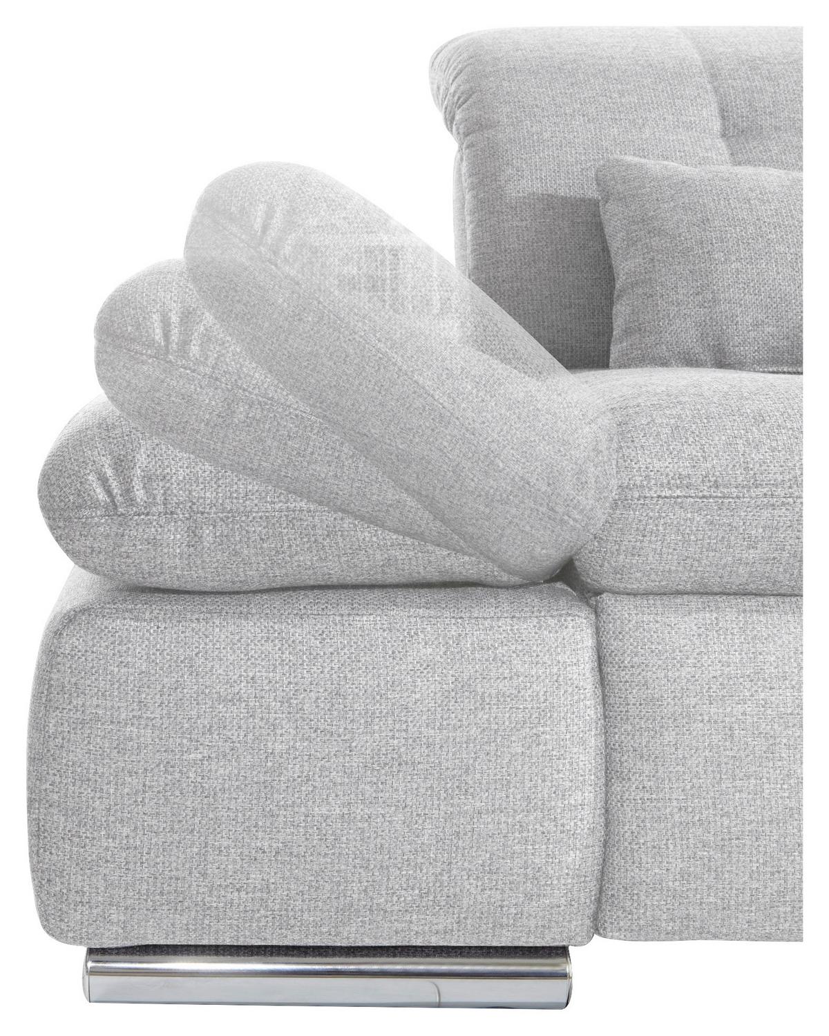 Rohová sedačka SANFINO, ľavá, svetlosivá,lôžko a úl.priestor - svetlosivá/chrómová, Konventionell, kov/drevo (199/305cm) - Premium Living