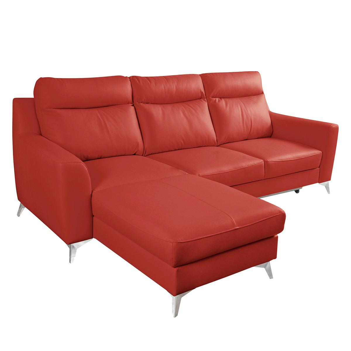 Ecksofa Gio Rot S: 236x168 Cm - Chromfarben/Rot, Design, Leder/Textil (236/168cm) - Livetastic