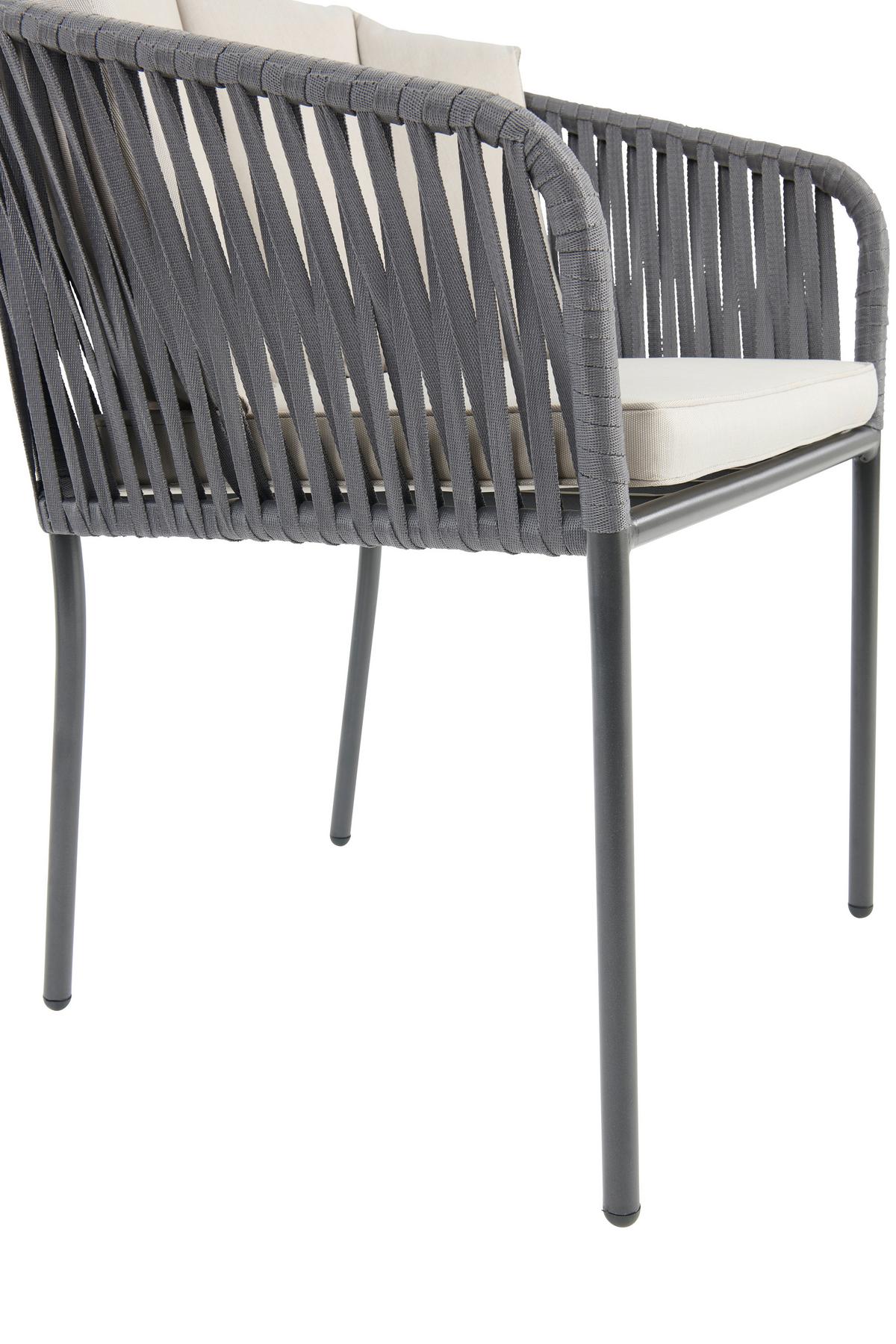 Gartensessel Zoe Metall / Kunststoff / Textil - Beige/Schwarz, MODERN, Kunststoff/Textil (59/77,5/61cm) - Beldano