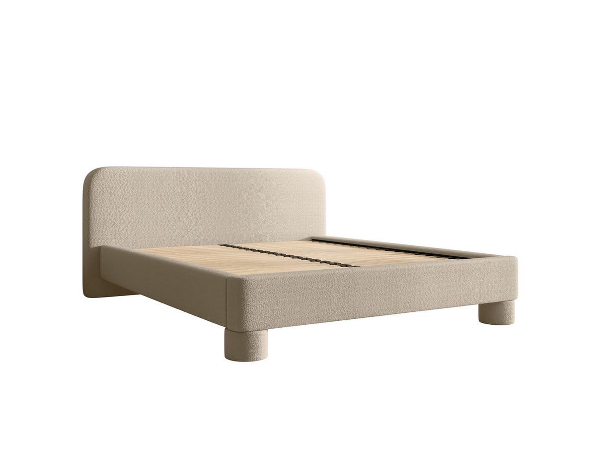 Polster Bett Bill 120 Creme LF: 120x200 cm - Creme/Schwarz, MODERN, Textil/Metall (140/200cm) - MID.YOU