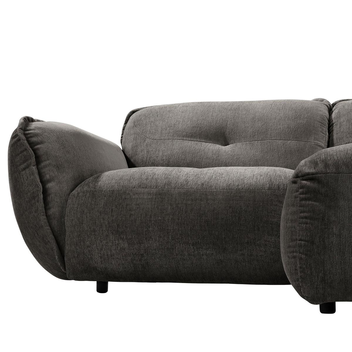 Ecksofa Fluffy Anthrazit S: 269x184 Cm - Anthrazit/Schwarz, MODERN, Textil (269/184cm) - Trendmanufaktur