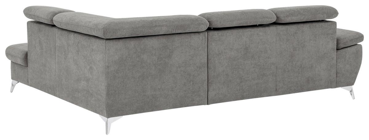 Ecksofa Mit Schlaffunktion Gisele Und Bettkasten Grau - Chromfarben/Grau, KONVENTIONELL, Textil (256/209cm) - Livetastic
