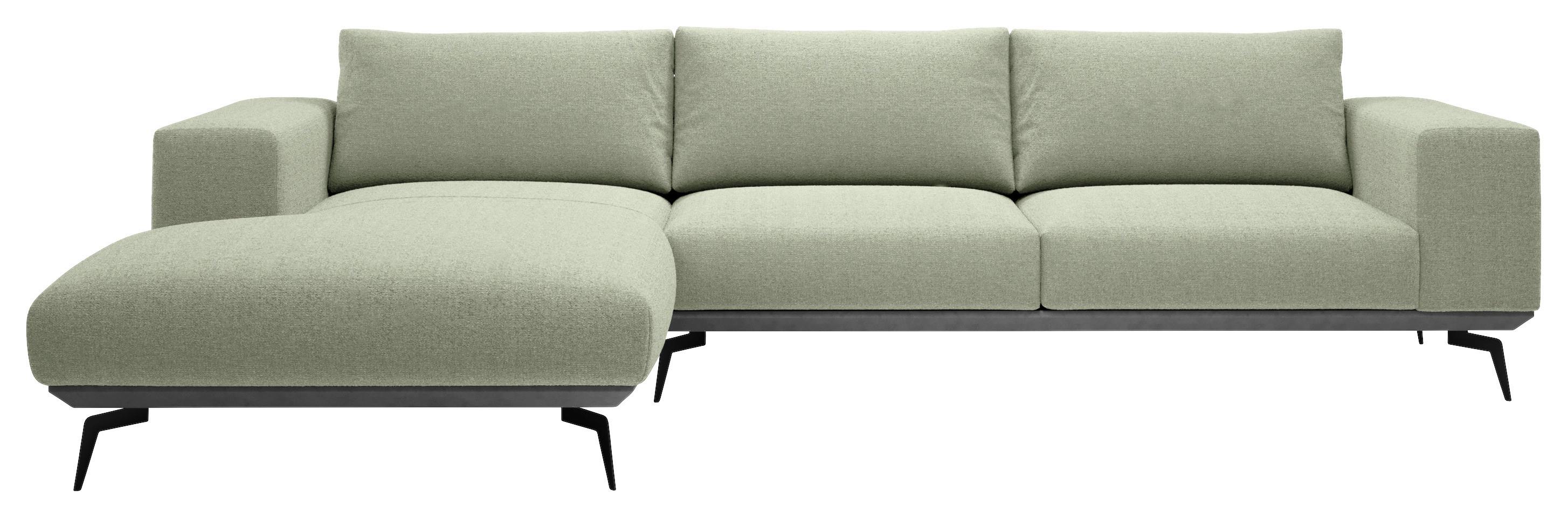 Sedací souprava ALBERO, levá, mátově zelená - černá/mátově zelená, Design, kov/dřevo (180/330cm) - MID.YOU