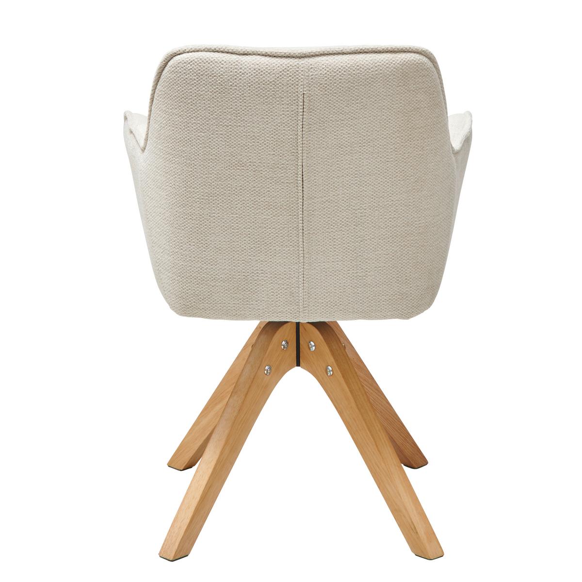 Armlehnstuhl Kerry Beige gepolstert - Eichefarben/Beige, LIFESTYLE, Holz/Textil (61/85/63cm) - Livetastic