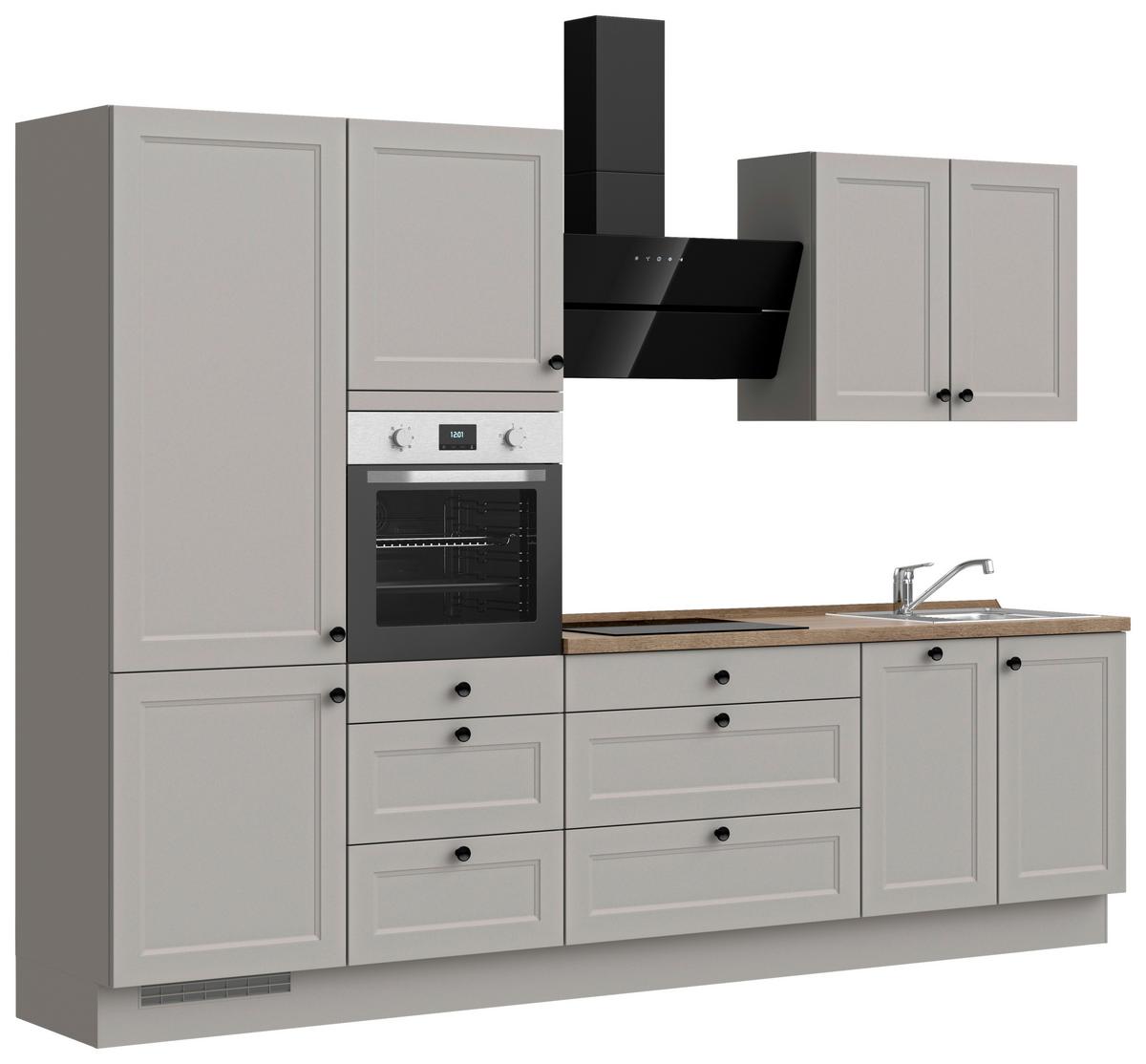 Kuchynská linka 300 cm, kamenná sivá supermatná - čierna/sivá, Modern, kov/kompozitné drevo (300cm) - Nobilia