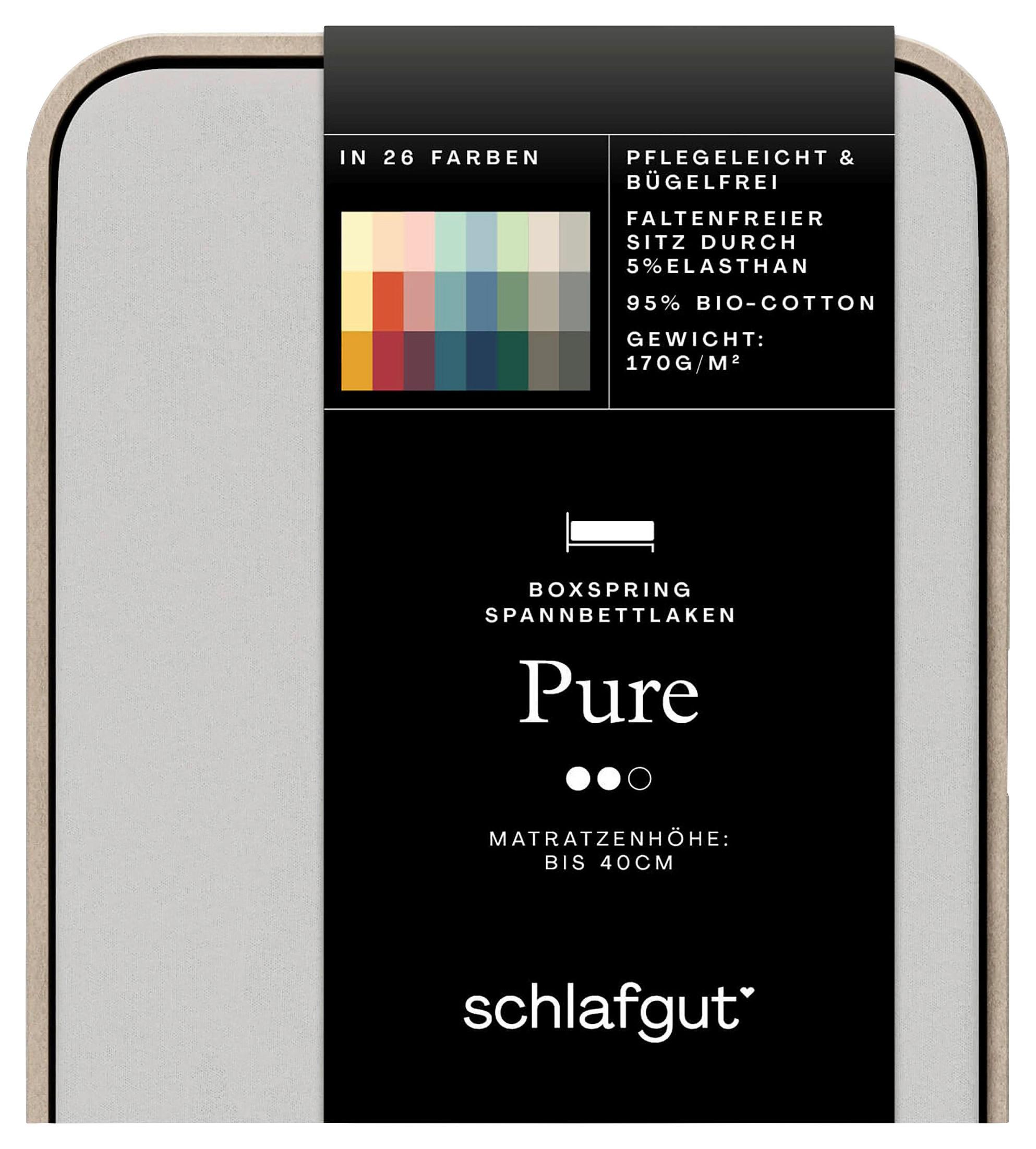 Boxspring-spannleintuch Pure Boxspring - Hellgrau, Basics, Textil (90-100/190-220cm) - Schlafgut