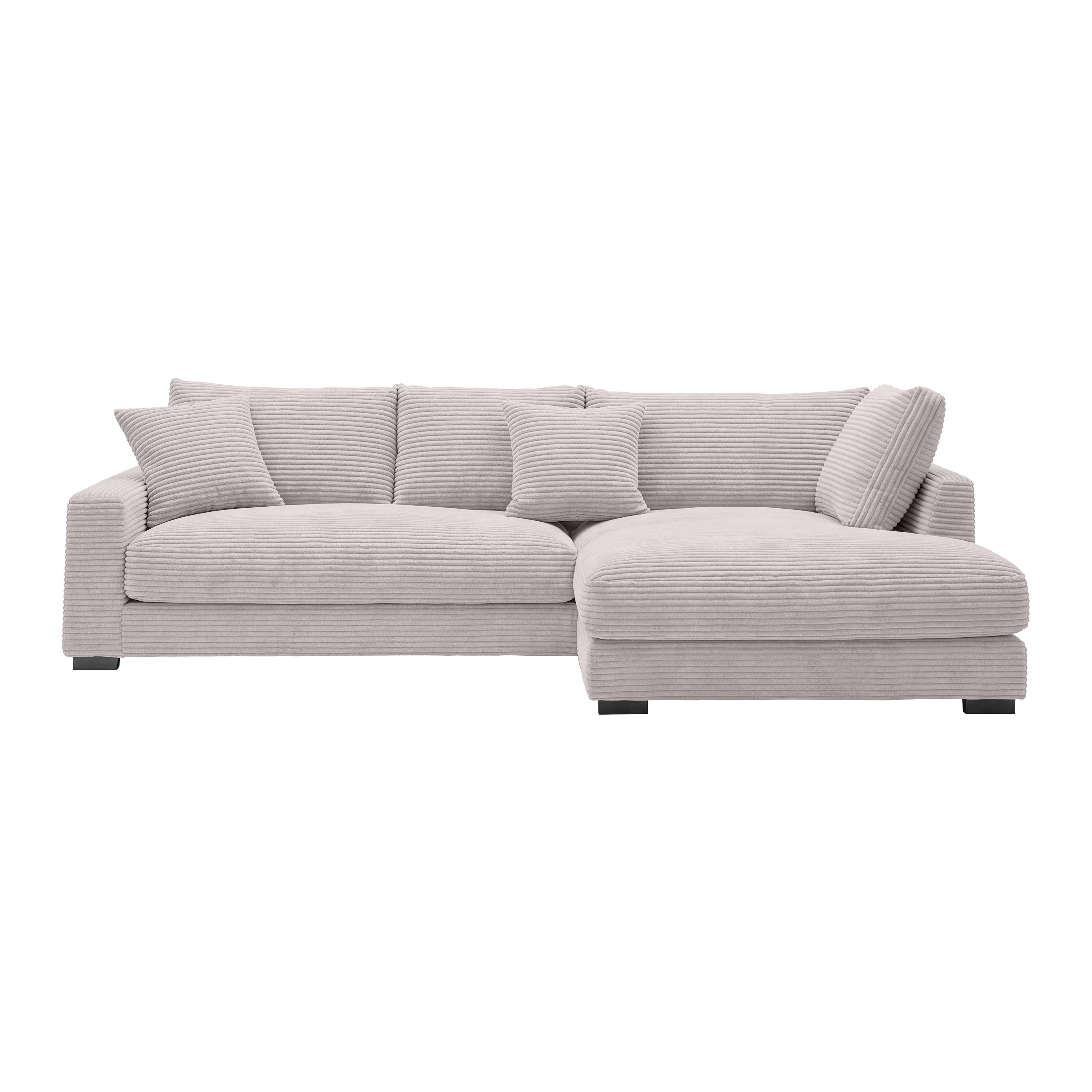 Rohová sedačka PEDRO, pravá, růžový manšestr - růžová/černá, Moderní, textil/plast (300/190cm) - Mömax