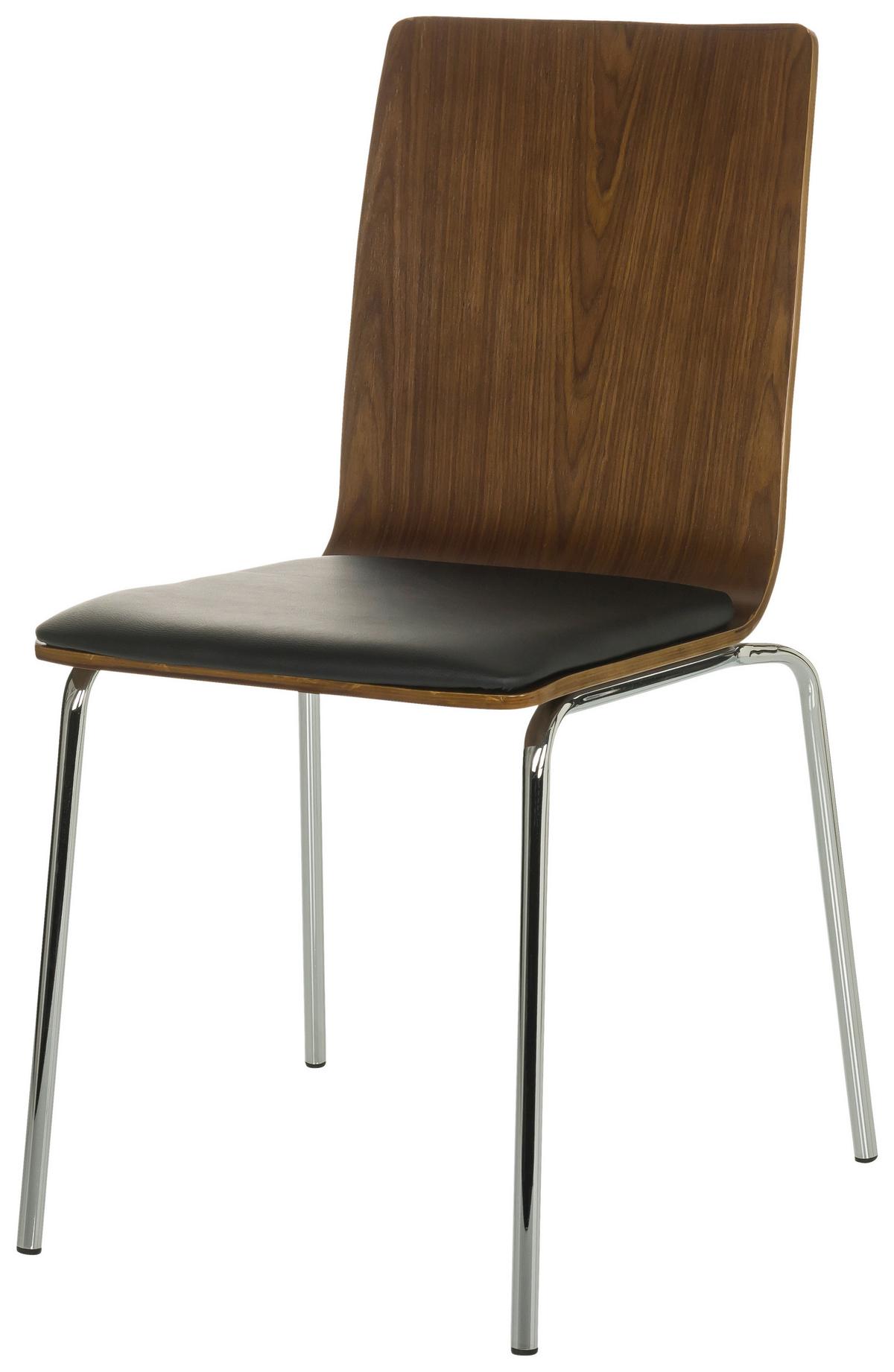 Besucherstuhl Peria - Silberfarben/Schwarz, Basics, Leder/Holz (50/86/55cm) - MID.YOU