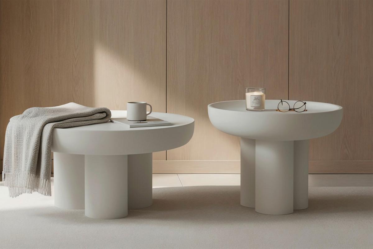 Beistelltisch Weiß B: 50 cm - Weiß, Design, Holzwerkstoff/Stein (50/50/47cm) - MID.YOU